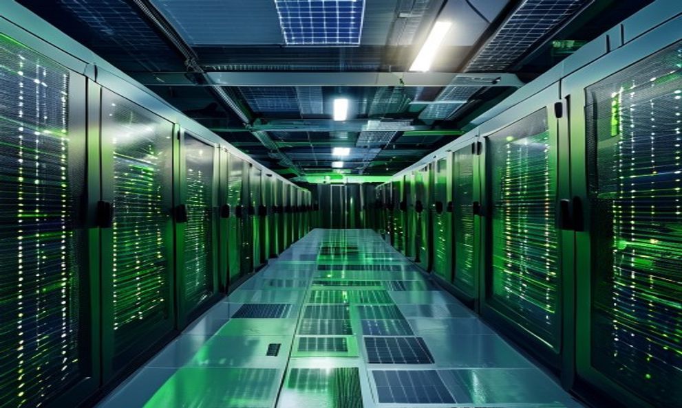 Server con pannelli solari per hosting web sostenibile